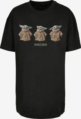 F4NT4STIC Oversized shirt 'Star Wars The Mandalorian The Child Poses' in Zwart: voorkant