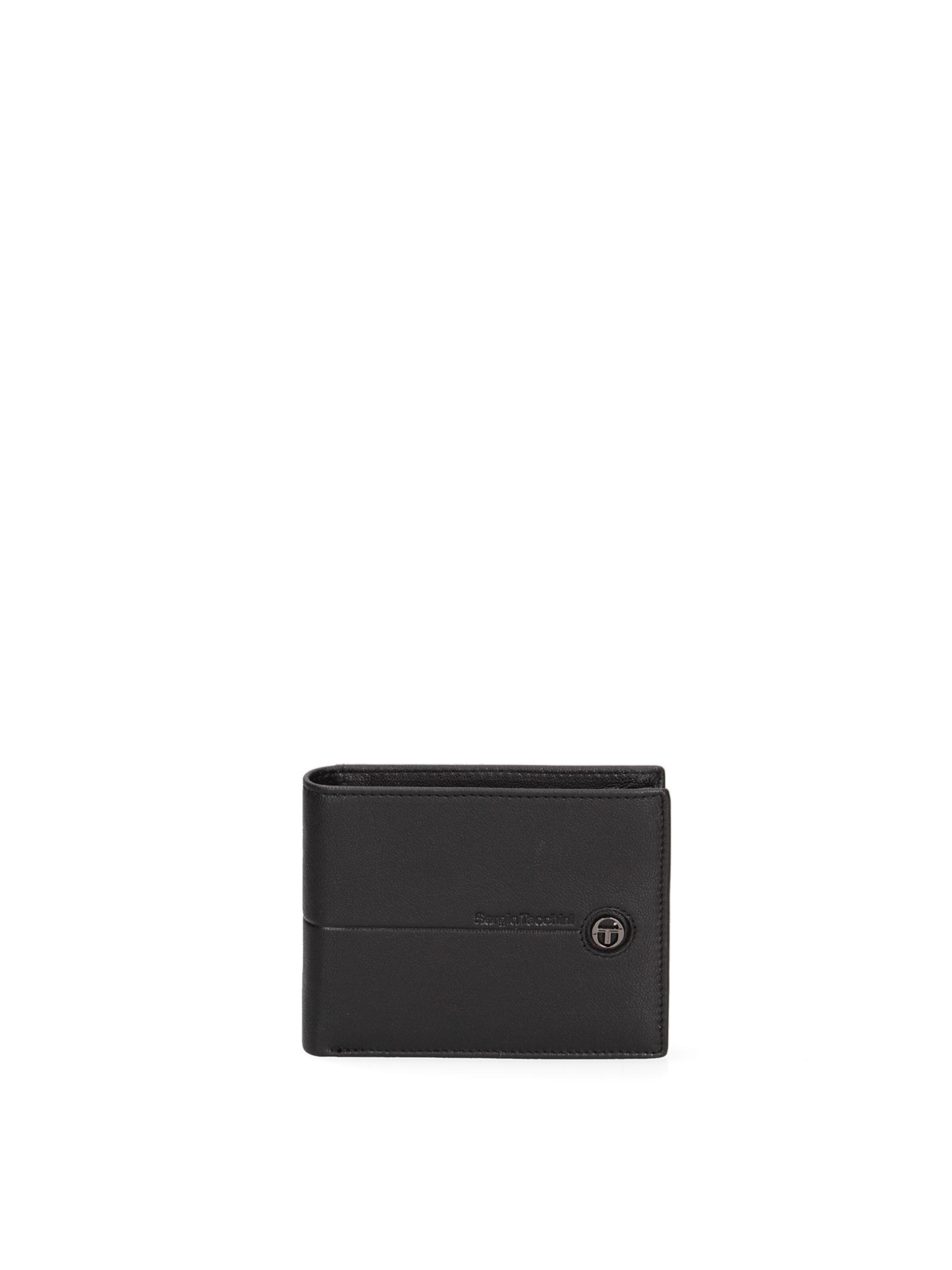 Portamonete 'Portafoglio Uomo Sergio Tacchini Vera Pelle Compatto 12x9,5 cm' di Sergio Tacchini in nero: frontale