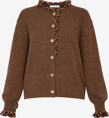 SASSYCLASSY Knit Cardigan in Brown: front