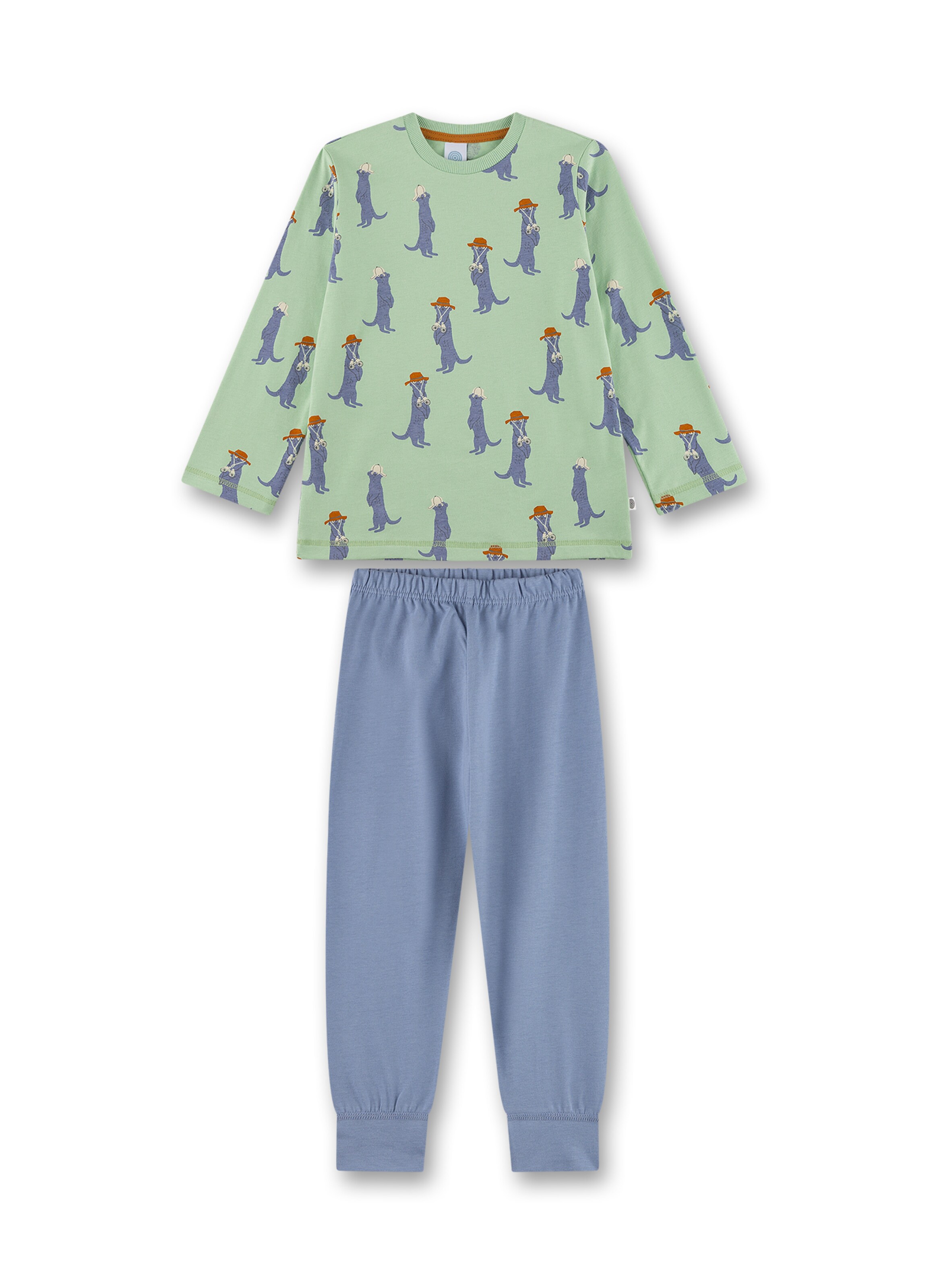 Pigiama 'Erdmännchen' di Sanetta in verde: frontale