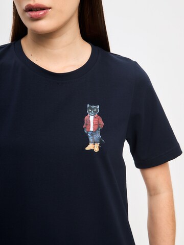 T-shirt CAT by Maniita Lacitta en bleu