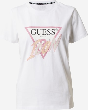 Tricou de la GUESS pe alb: față