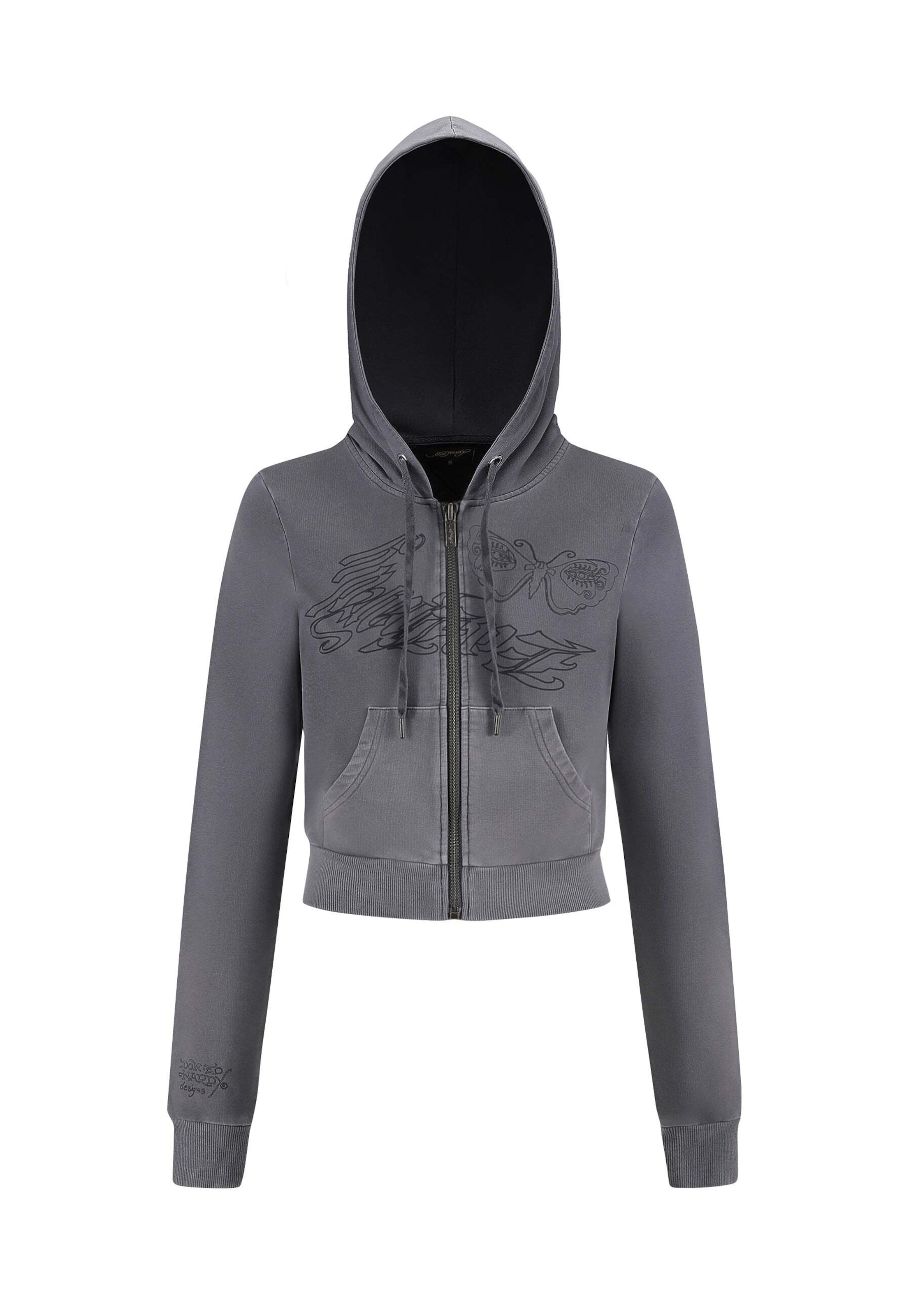 Ed Hardy Ζακέτα φούτερ σε γκρι: μπροστά
