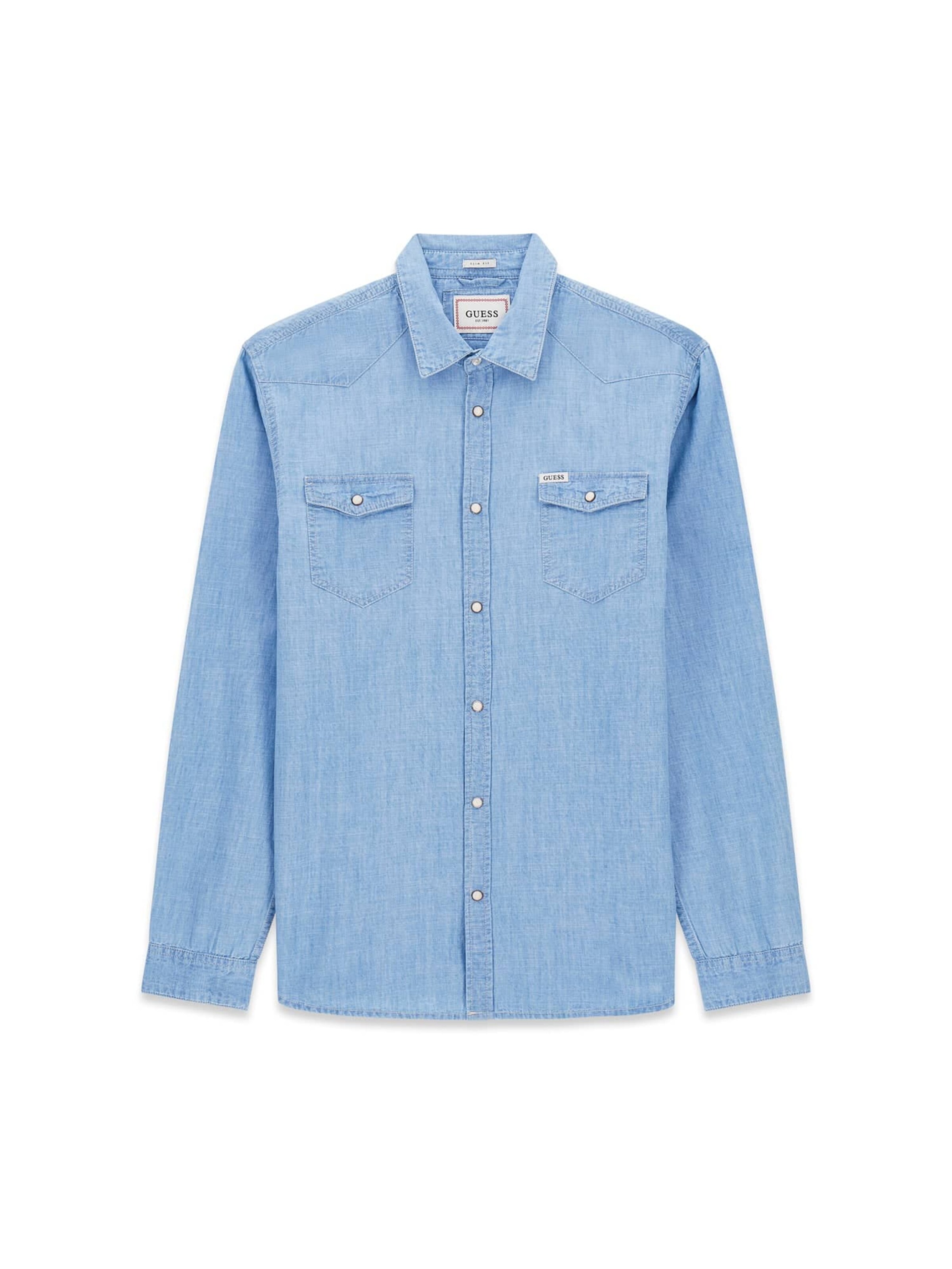GUESS Slim Fit Hemd in Blau: Vorderseite