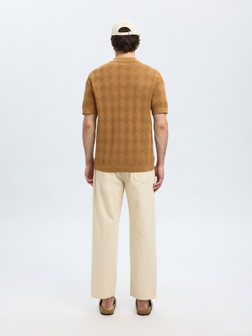SELECTED HOMME Regular fit Gebreid vest 'SLHARCO' in Bruin