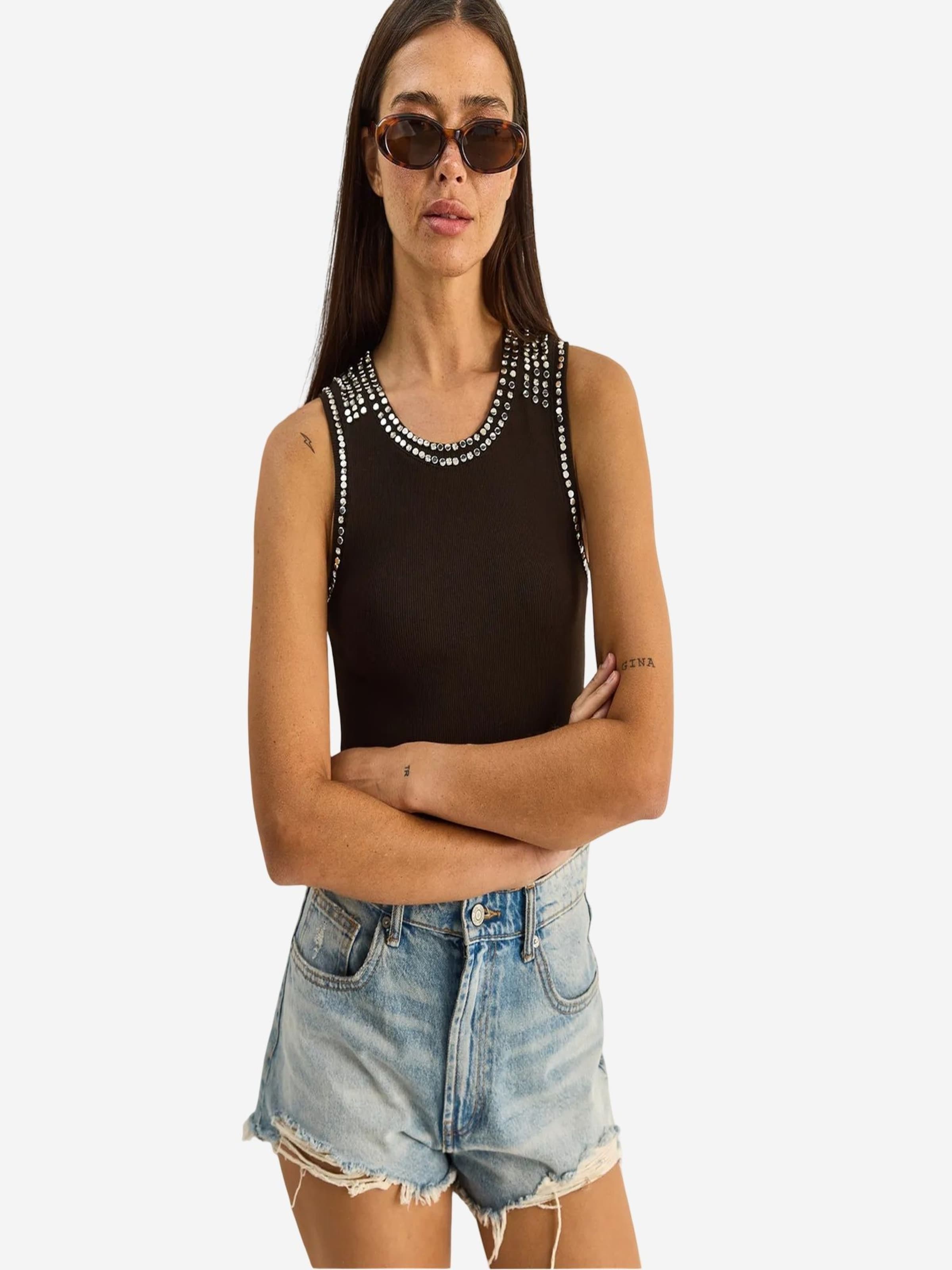 Bianco Lucci Blouse in Brown: front