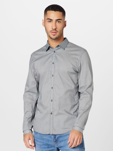 TOM TAILOR DENIM Slim fit Button Up Shirt in Blue: front