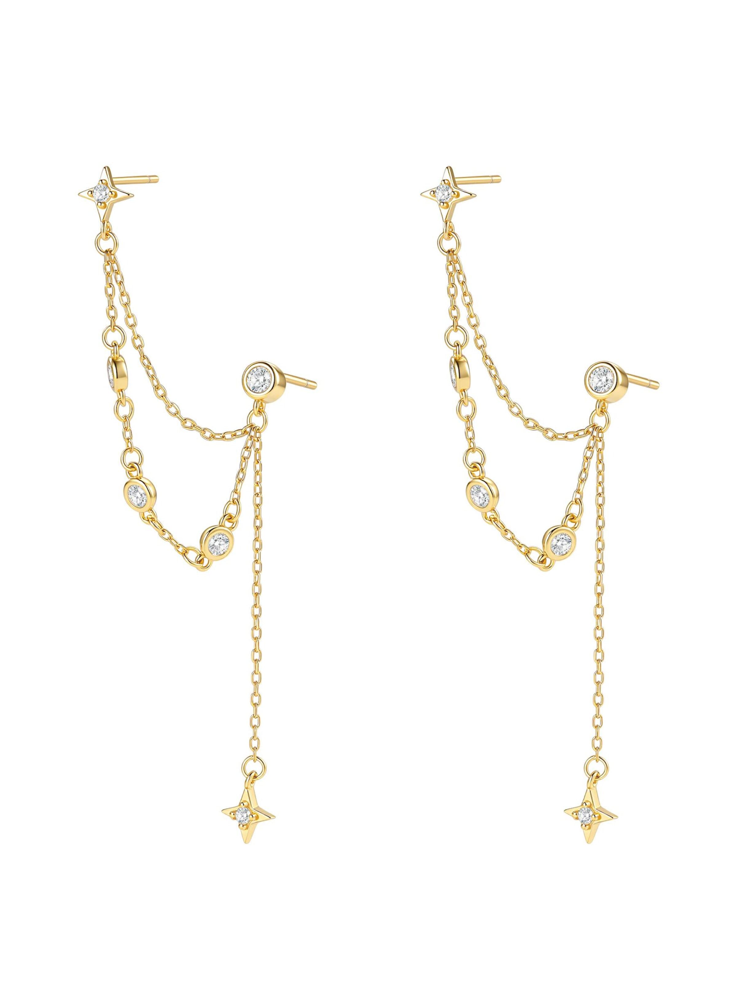 Hey Happiness - Pendientes 'Celestial Star Dangle' en oro