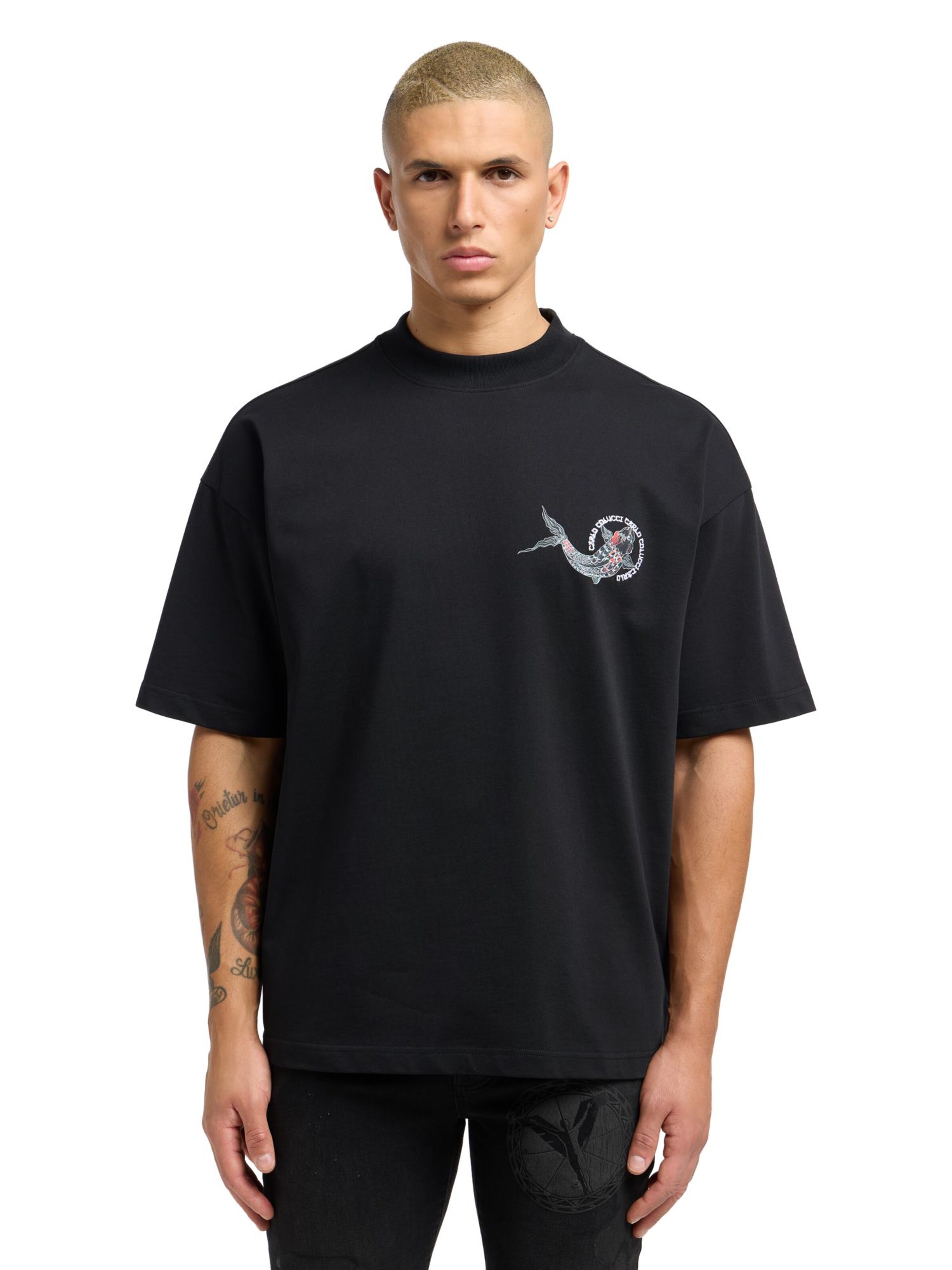 Carlo Colucci Shirt 'Dorio' in Zwart: voorkant