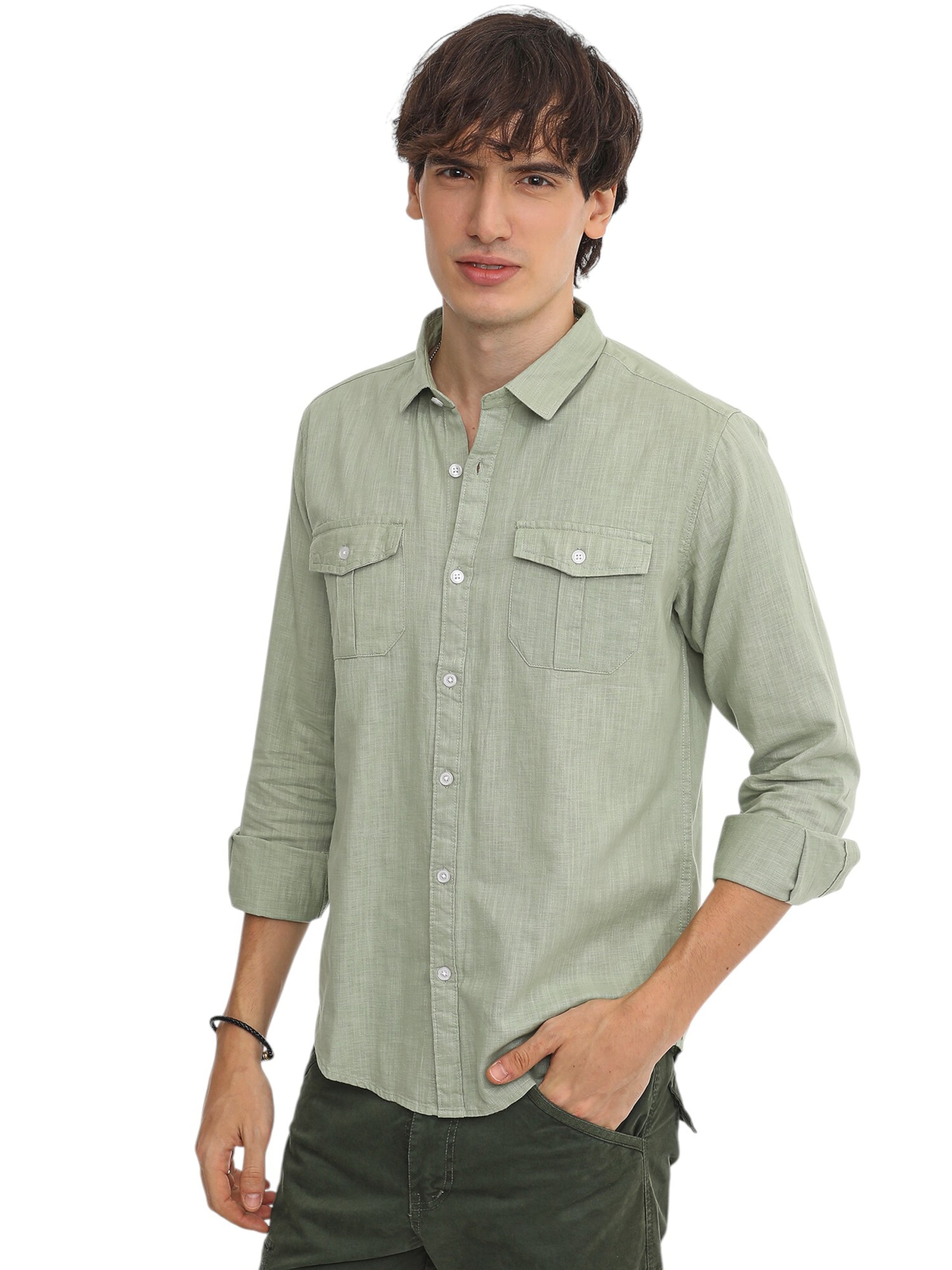 Campus Sutra Regular fit Skjorta 'Tiffani' i grön: framsida