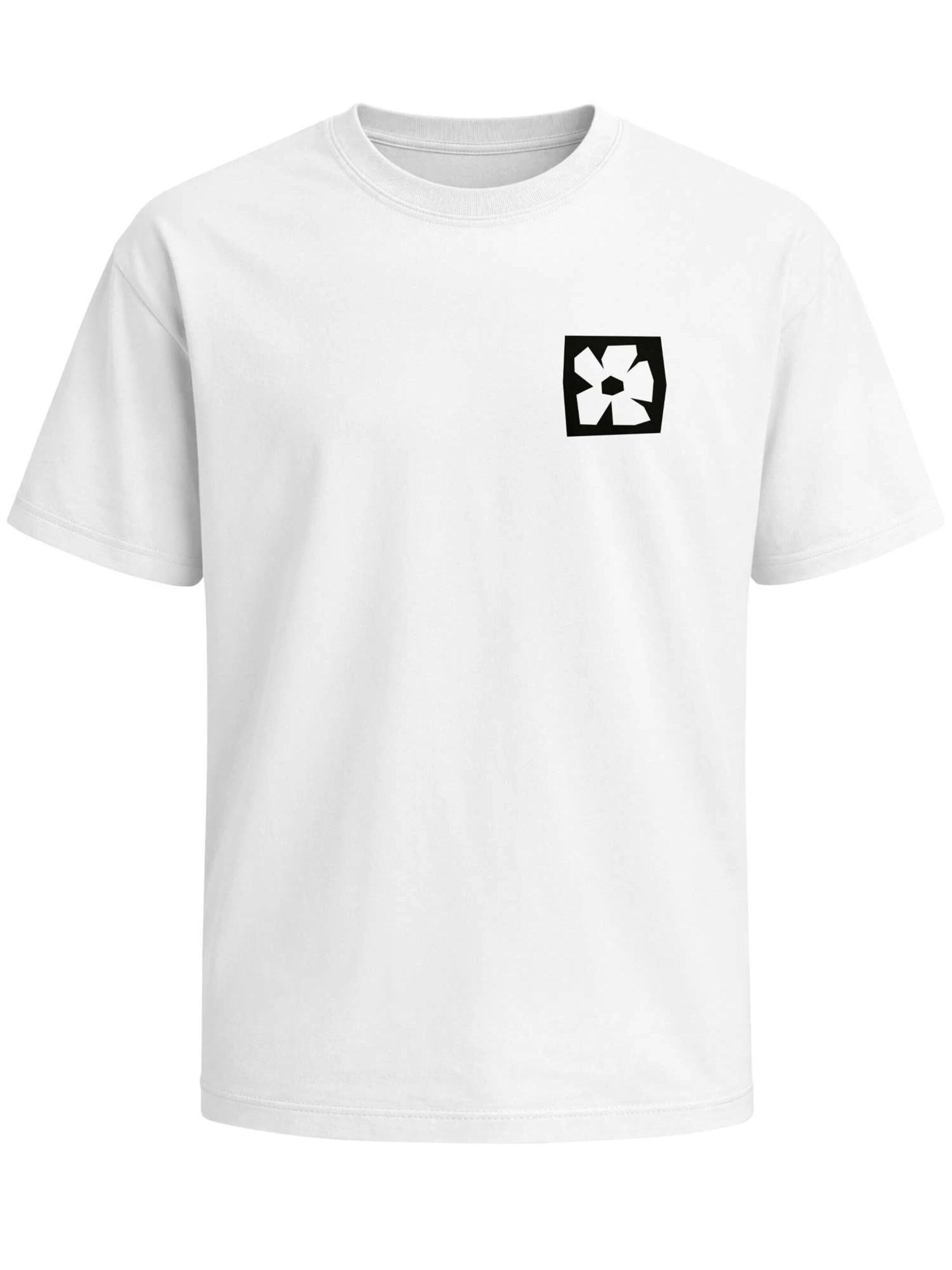 Neverless Shirt 'Blume Quadrat' in White: front