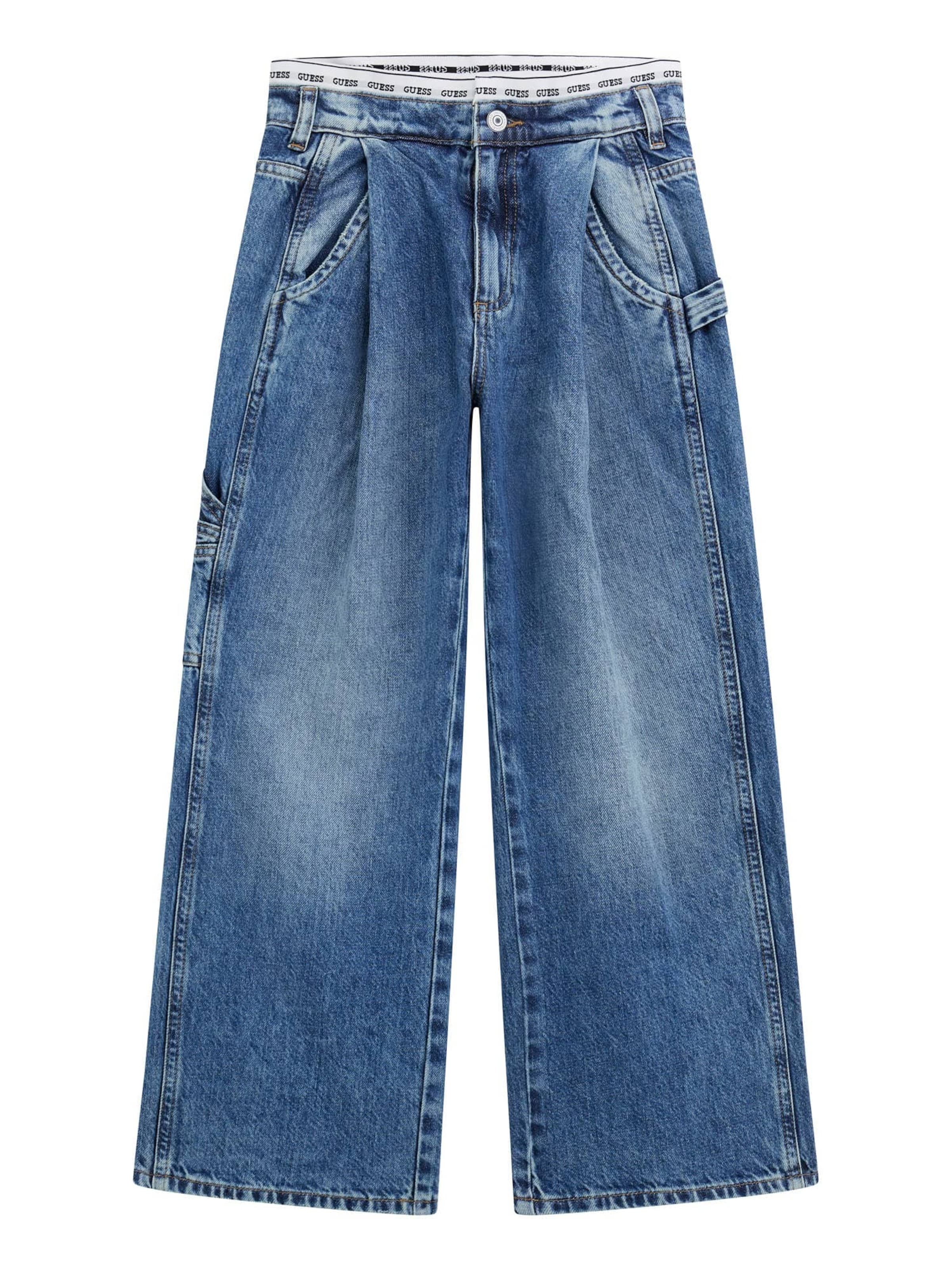 GUESS Široký strih Džínsy - Modrá: predná strana