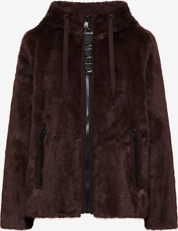CECIL Fake Fur Jacke mit Softshelldetails in Braun: Vorderseite