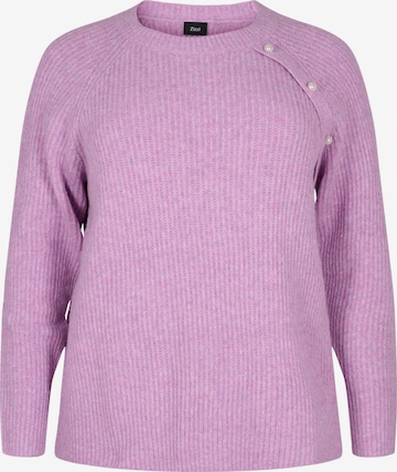 Zizzi Sweater 'MCOMFY PEARL' in Purple: front