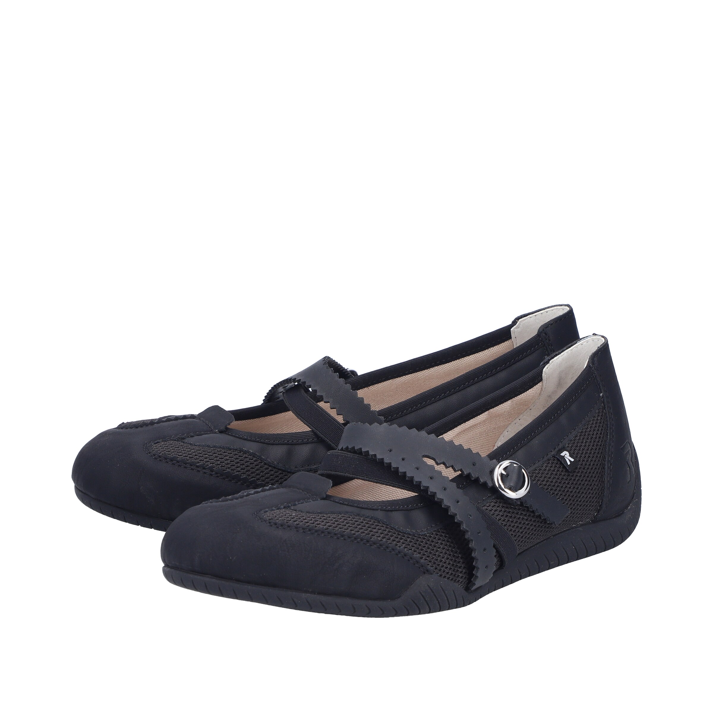 Rieker Ballet Flats with Strap in Black