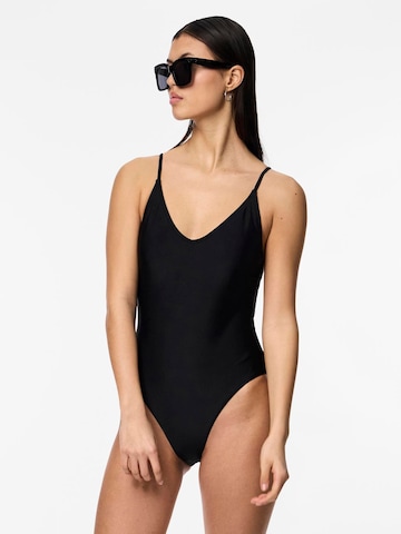 PIECES Triangle Swimsuit 'PCBAOMI' in Black: front