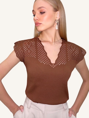 Trend Alaçatı Stili Pulóver - barna