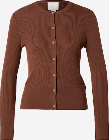 Calvin Klein Плетена жилетка в кафяво: отпред