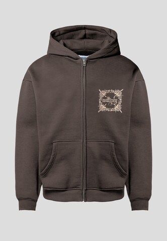 Multiply Apparel - Sudadera con cremallera 'Regalia' en marrón: frente
