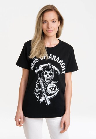 LOGOSHIRT Shirt 'Sons Of Anarchy Logo' in Zwart: voorkant