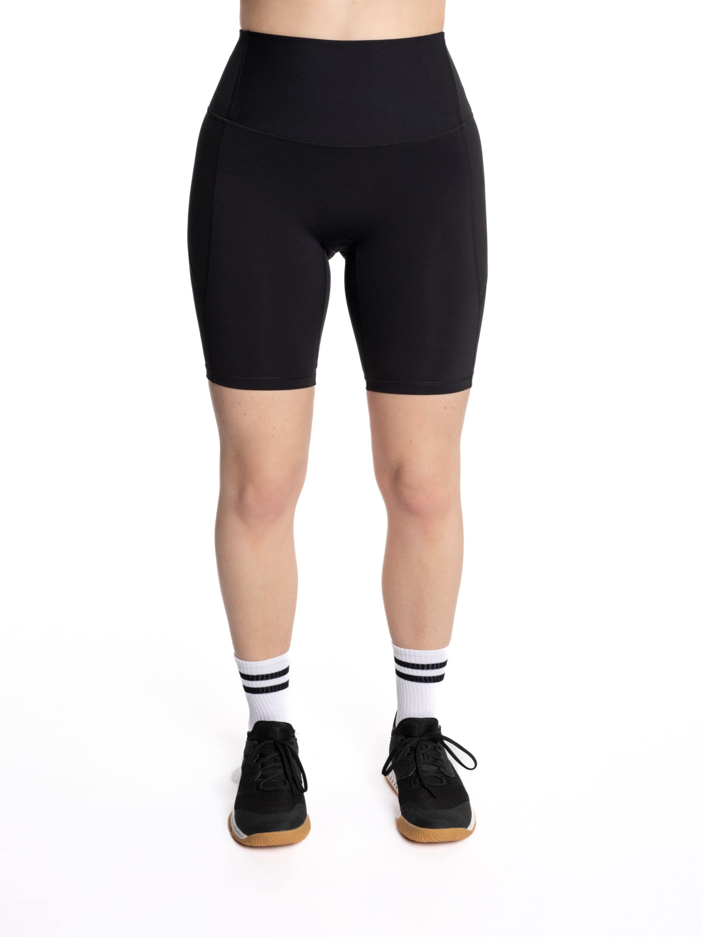 mymotus Skinny Sporthose 'mymotus®, ladies fitness short, jet black, YW71'‌‌‌‌‌‌‌ in Schwarz: Vorderseite