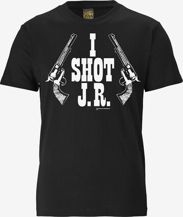 LOGOSHIRT T-Shirt 'Dallas – I Shot J.R.' in Schwarz: predná strana