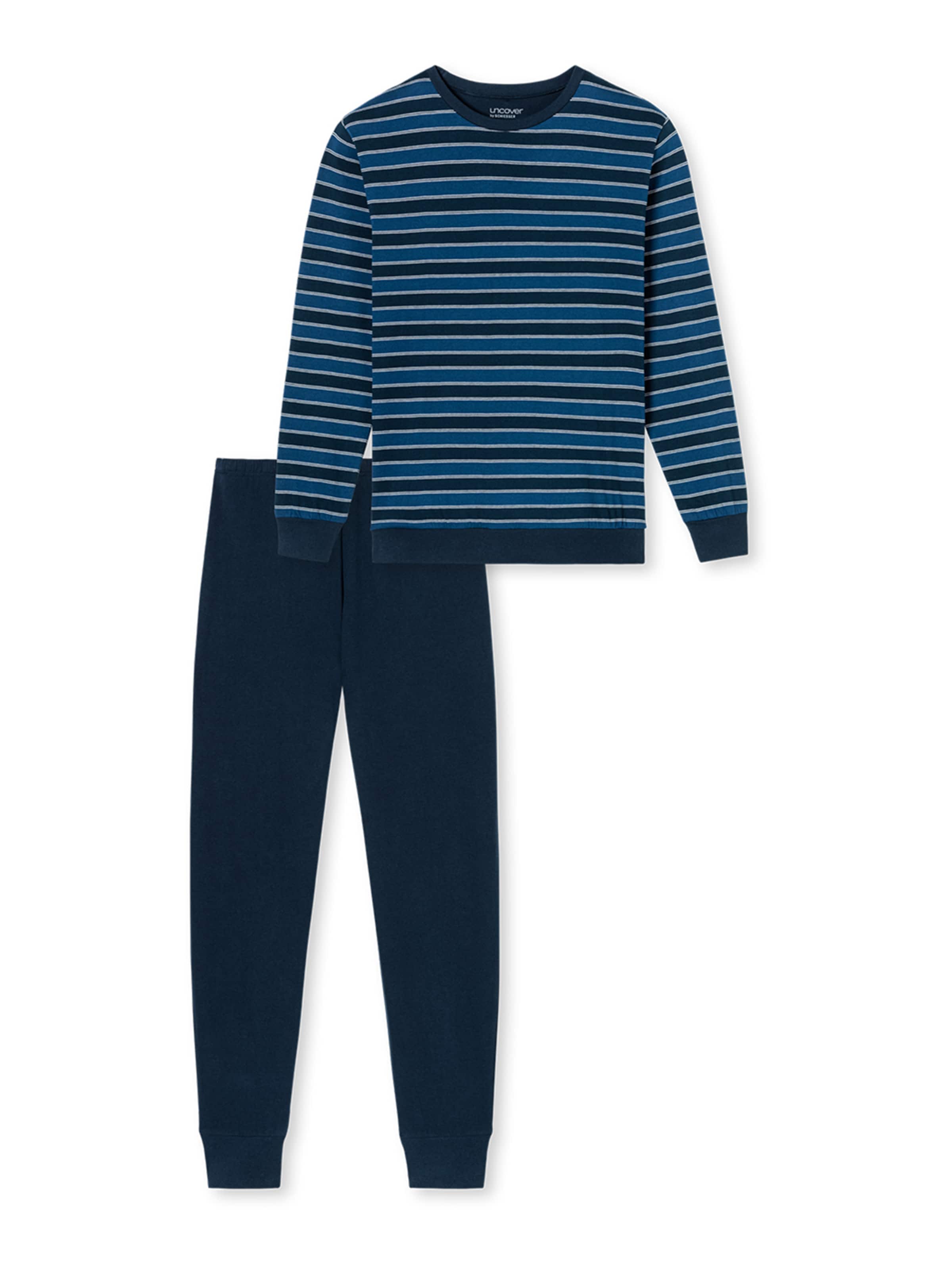 Pyjama long ' UNCOVER Nightwear ' uncover by SCHIESSER en bleu : devant