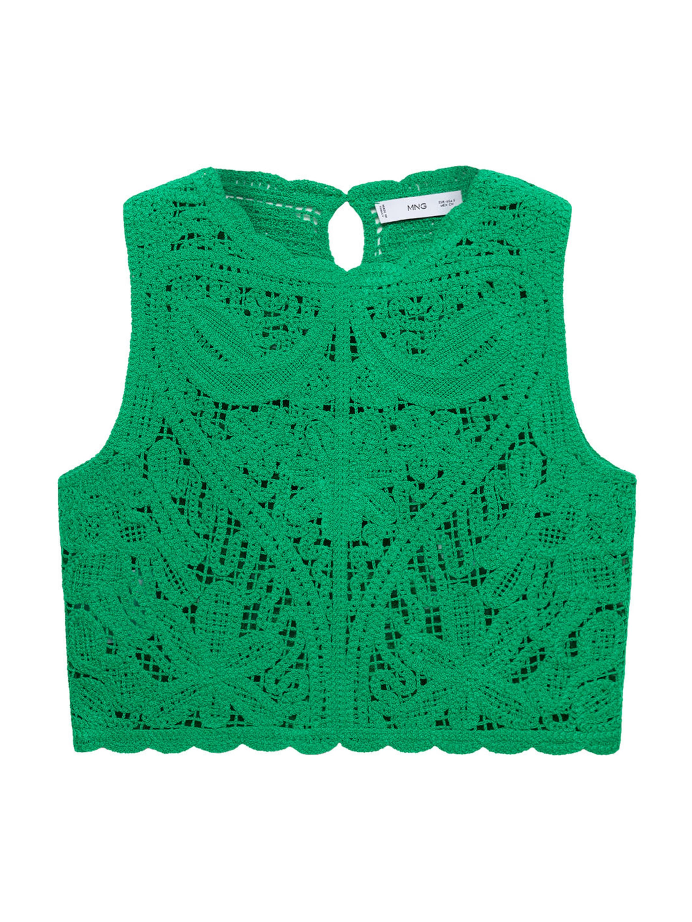 MANGO Gebreide top 'Esteba' in Groen: voorkant