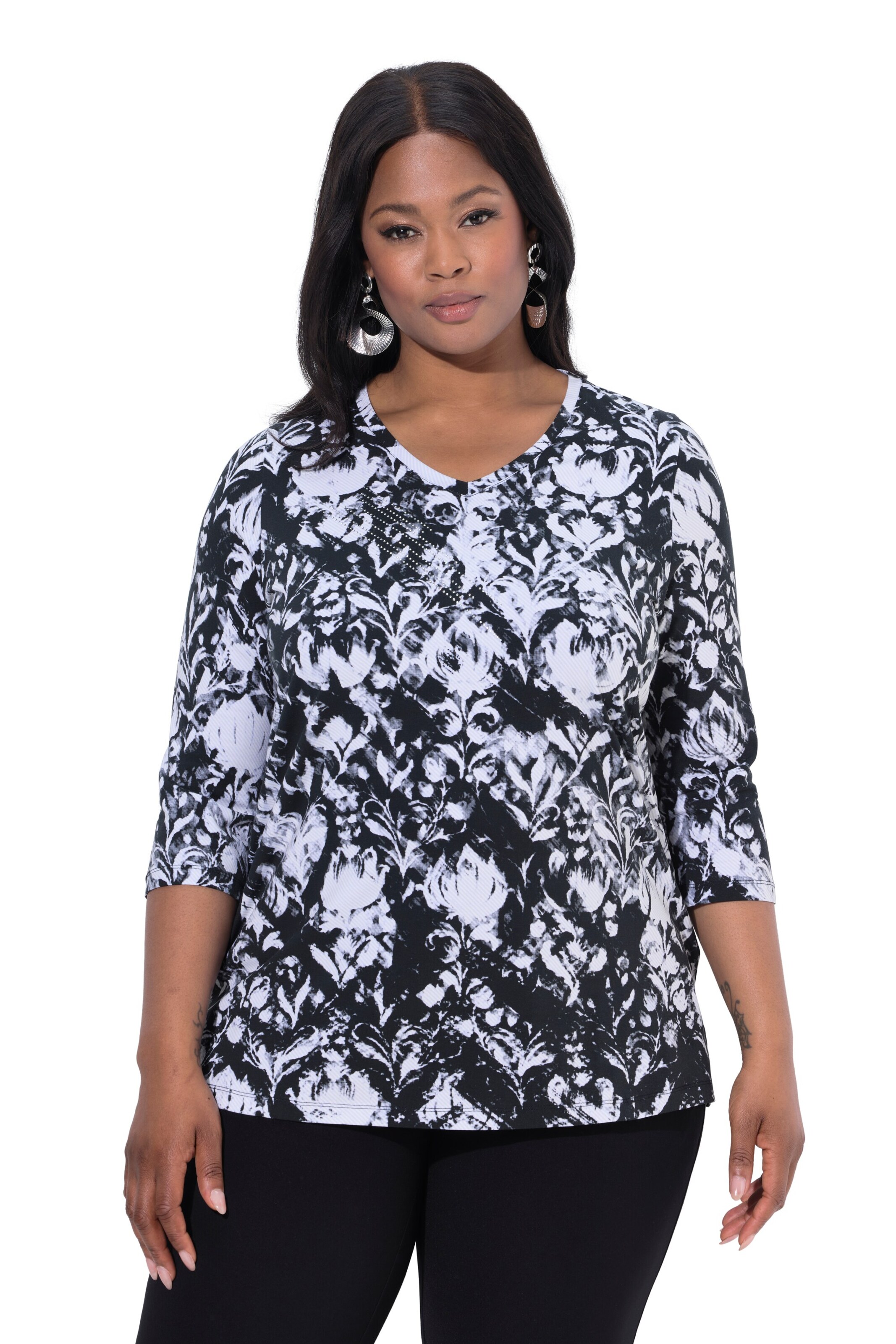 Ulla Popken Shirt in Zwart: voorkant