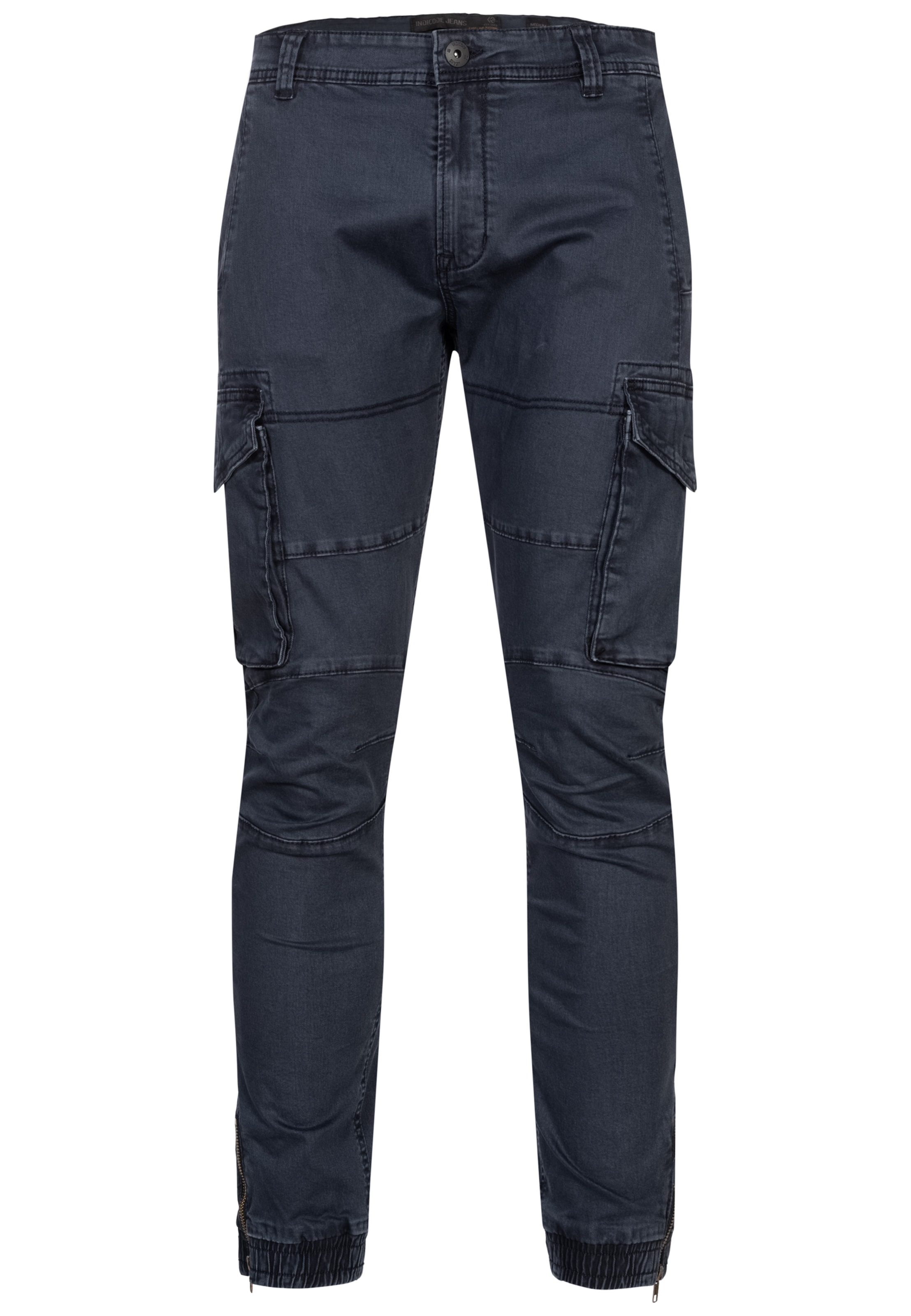 INDICODE JEANS Cargobroek 'August' in Blauw: voorkant