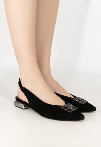 faina Дамски обувки на ток с отворена пета в черно