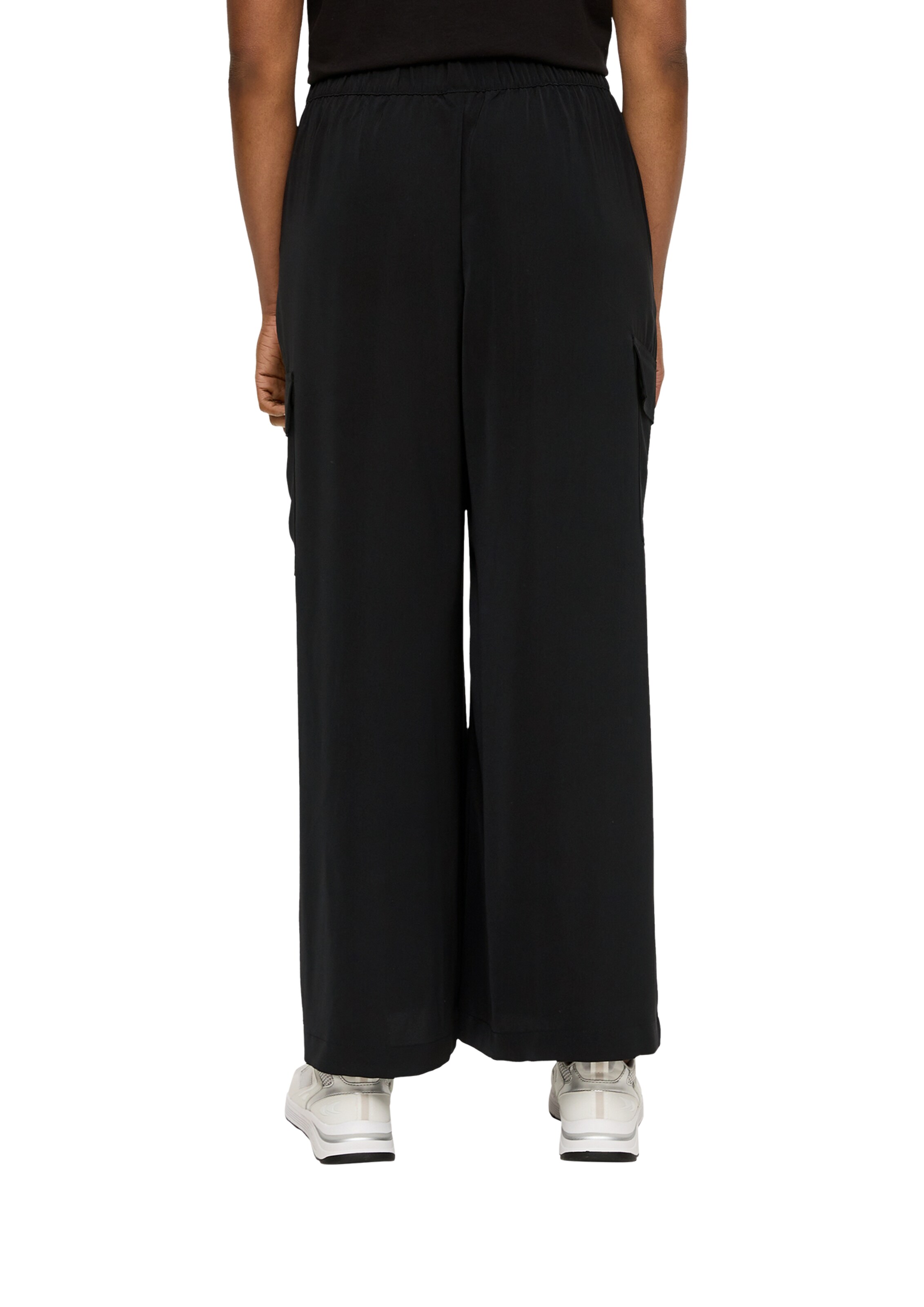 QS Wide leg Cargobroek in Zwart