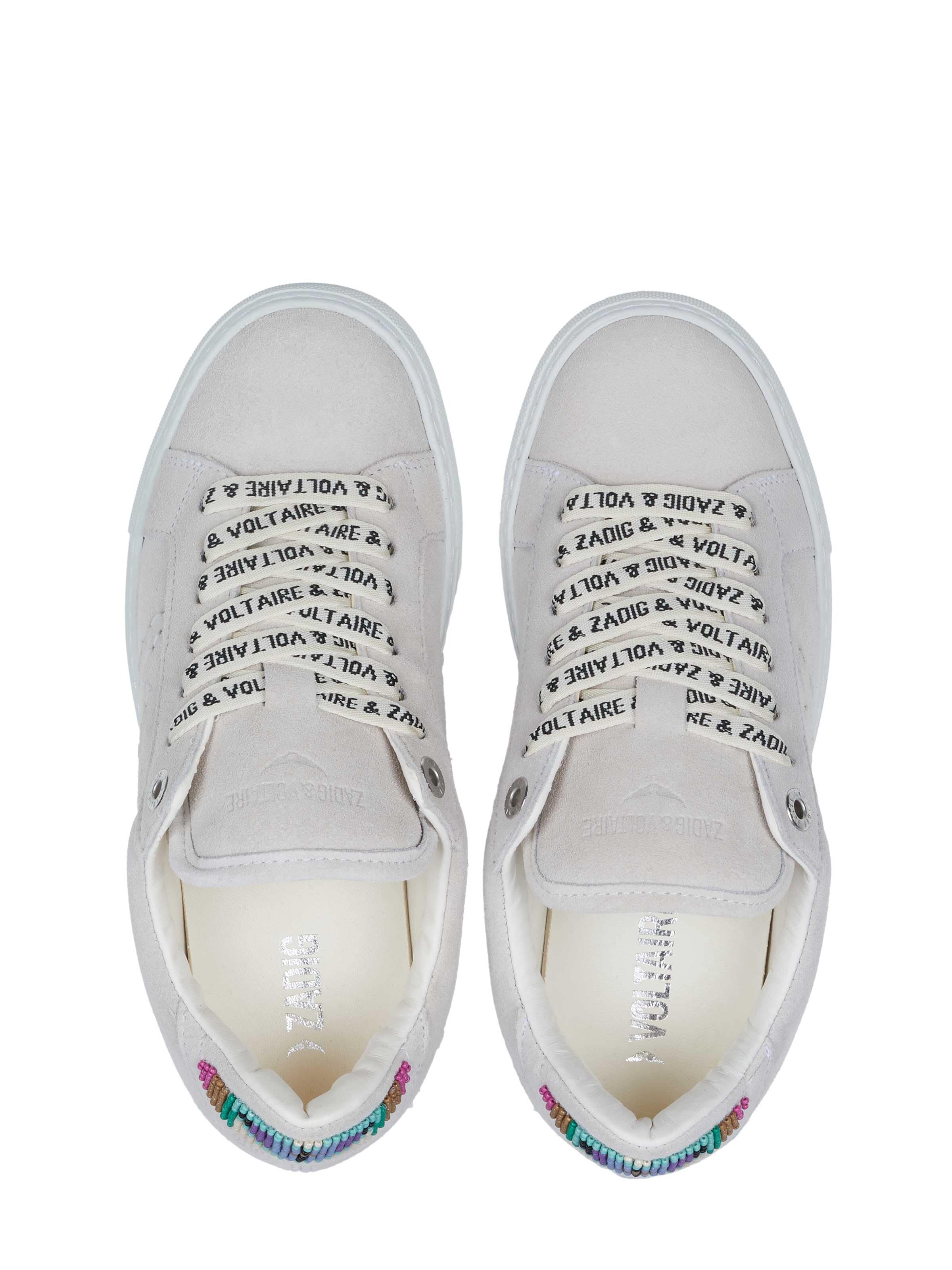 Zadig & Voltaire - Sapatilhas baixas 'Zadig & Voltaire LA FLASH FOLK BEADS Sneaker weiß' em branco