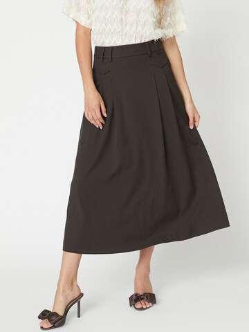 Jupe 'Luna' co'couture en marron : devant