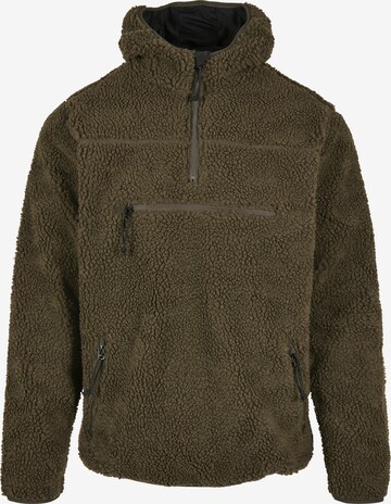 Brandit Fleece Jacket 'Teddyfleece Worker' in Green: front