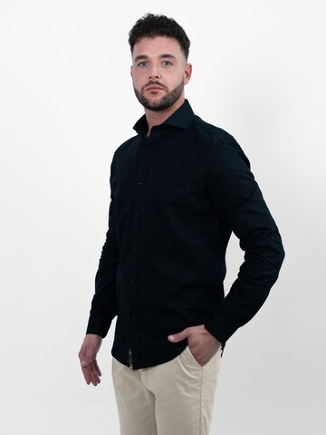 Vercate Slim Fit Businesshemd 'No. 9' in Schwarz