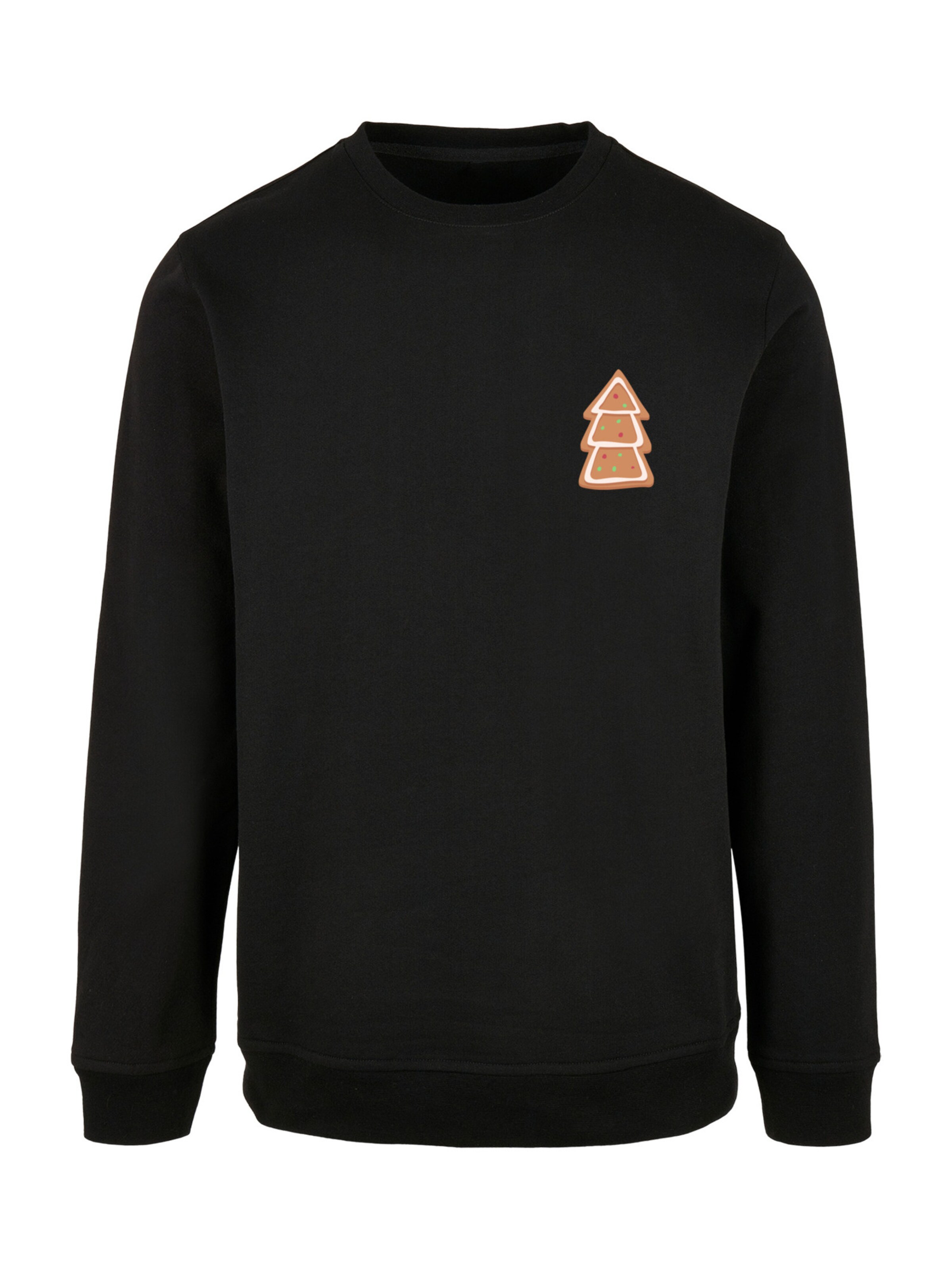 F4NT4STIC Sweatshirt 'Gingerbread Lebkuchen Tree' in Black: front