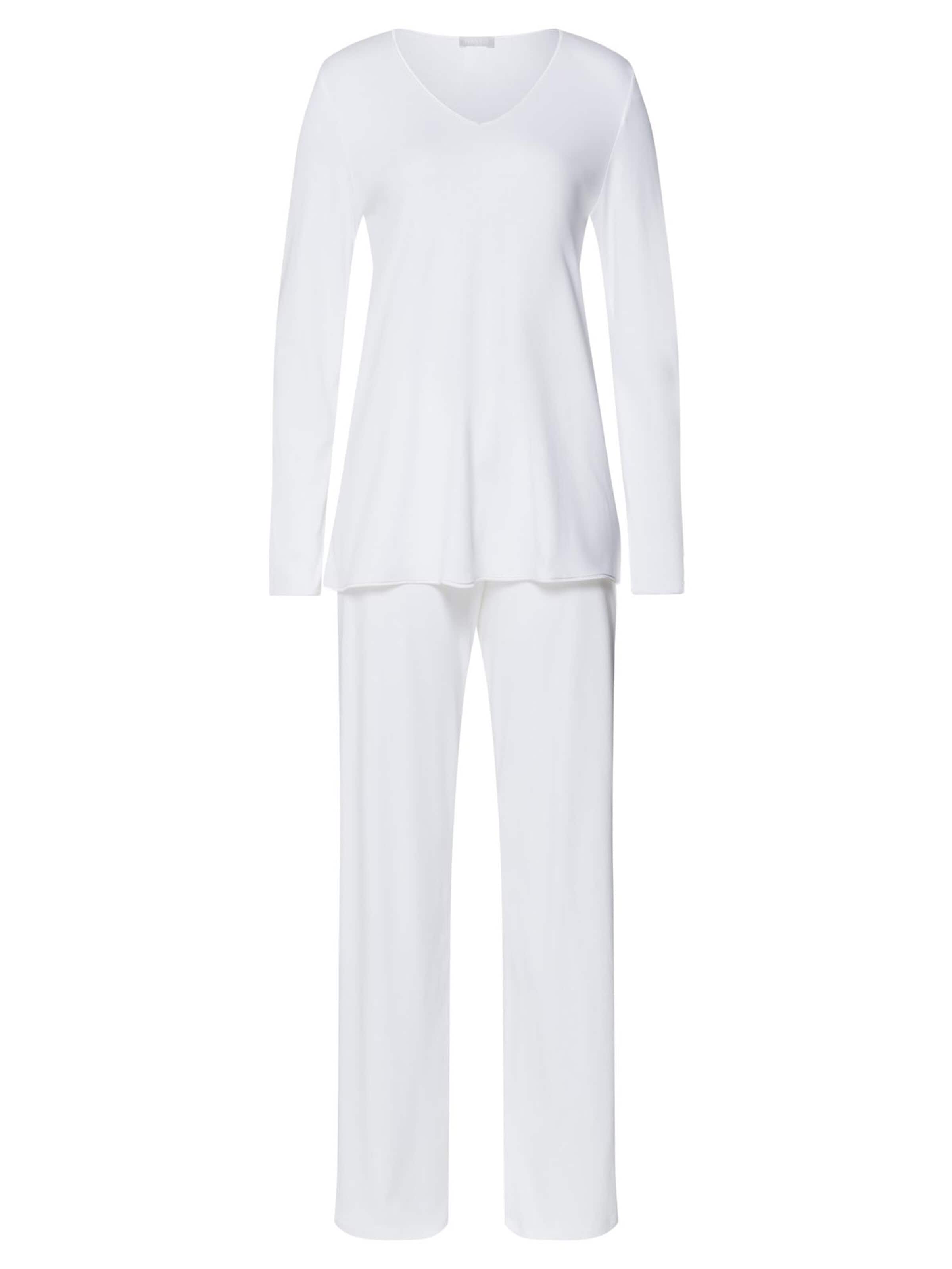 Hanro Pyjama 'Cotton Silk' in Wit: voorkant