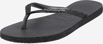 HAVAIANAS T-Bar Sandals in Black: front