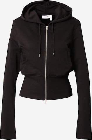 WEEKDAY Zip-Up Hoodie in Black: front