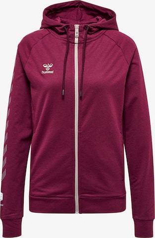 Hummel Athletic Zip-Up Hoodie 'Move' in Purple: front