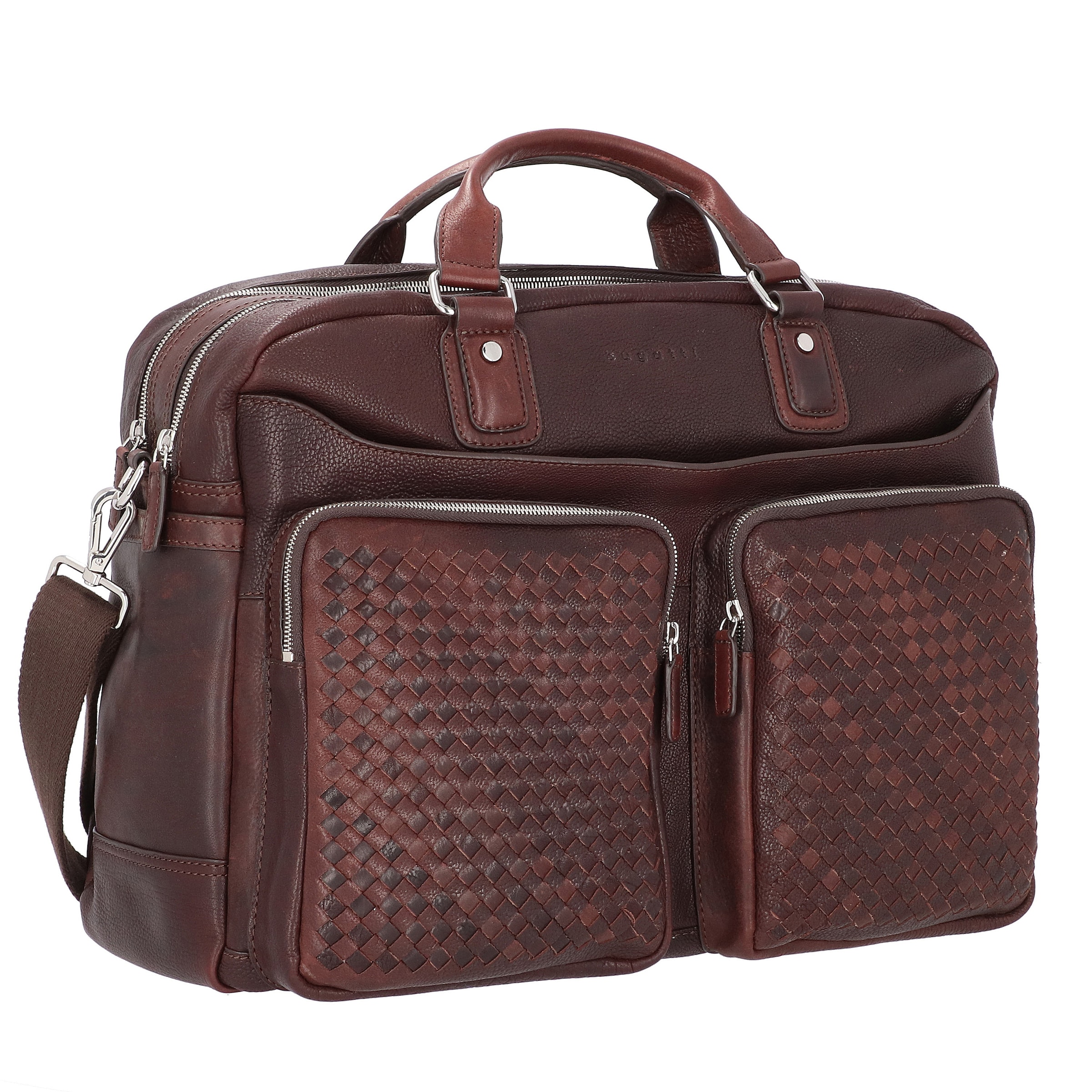 bugatti Document Bag 'Woven' in Brown