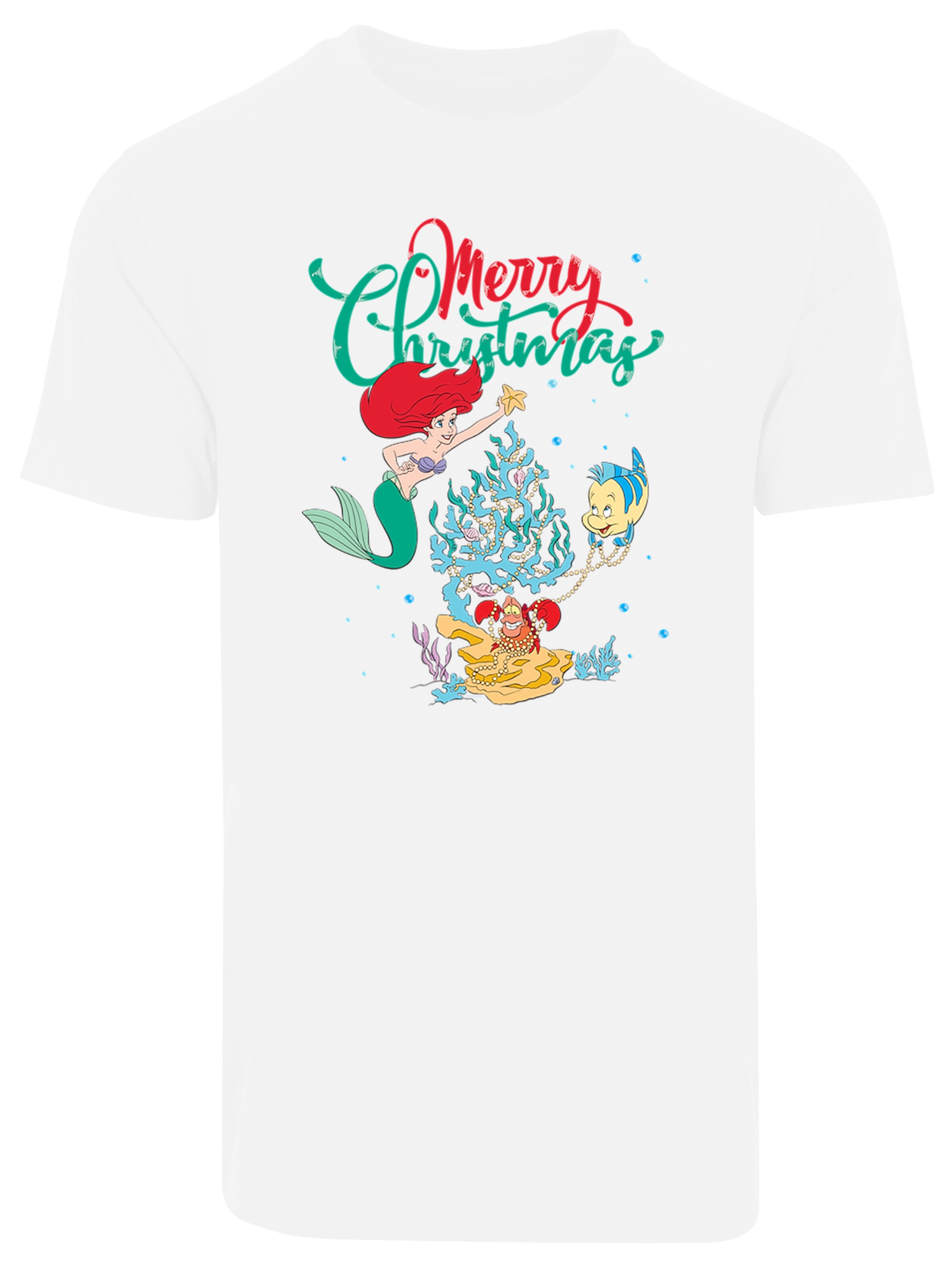 T-Shirt 'Disney Arielle die Meerjungfrau Weihnachten' F4NT4STIC en blanc : devant