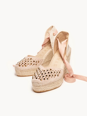 Alhamas - Sapatos abertos atrás 'Alpargata Cuña 10 cm' em rosa