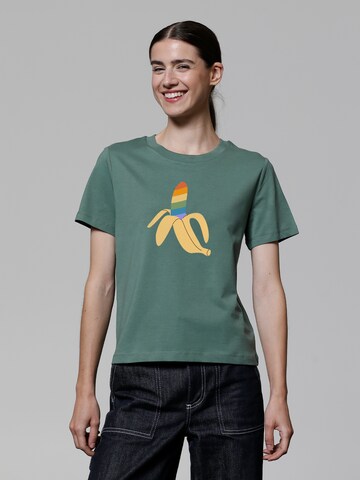 Maglietta ' Rainbow Banana ' di Watapparel in verde: frontale