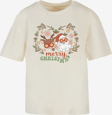 T-shirt 'Christmas Hippie Santa And Reindeer' F4NT4STIC en beige : devant