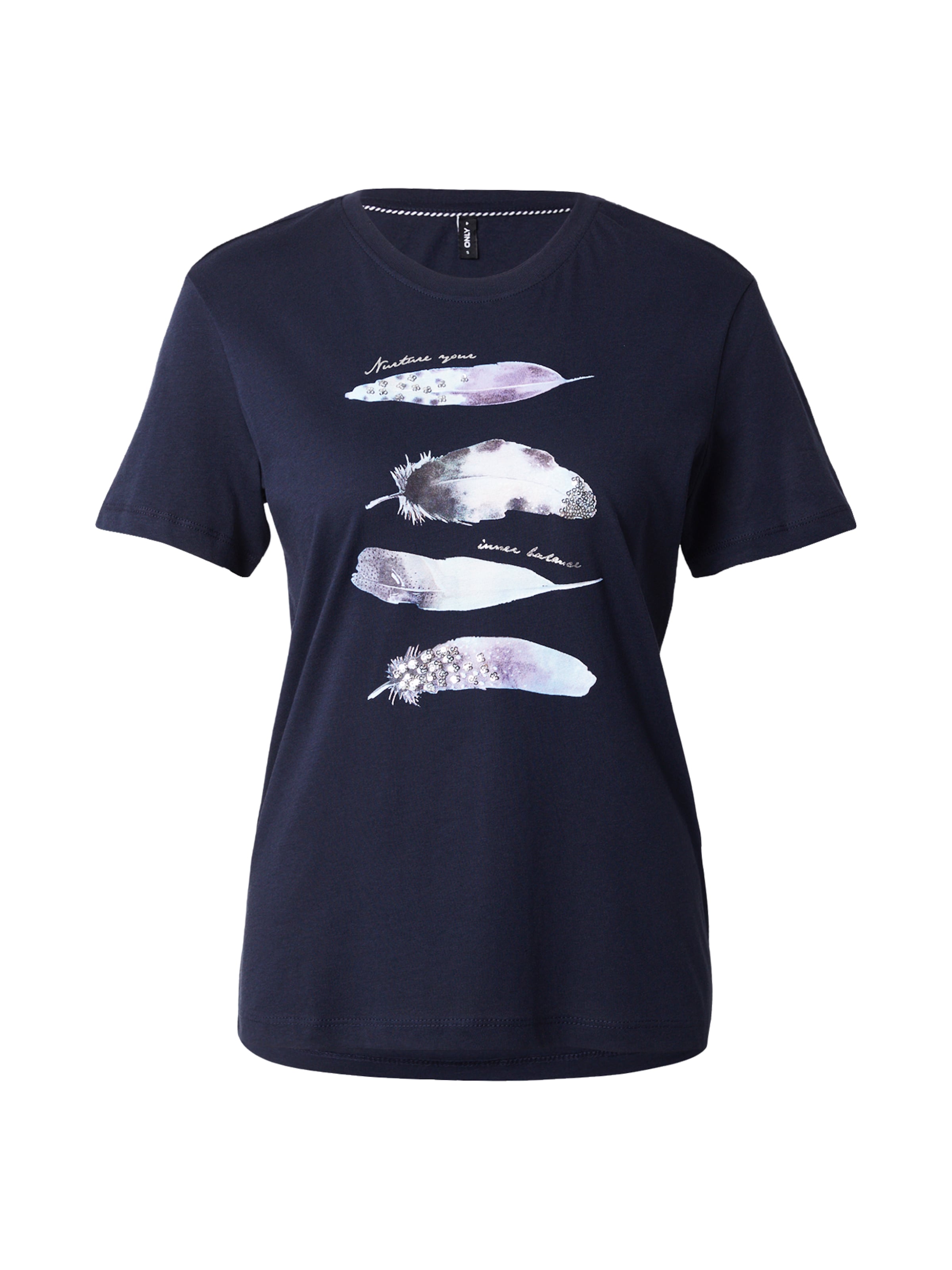 ONLY T-Krekls 'ONLKITA' pieejams XS, krāsa - tumši zils / pelēks / balts, Preces skats