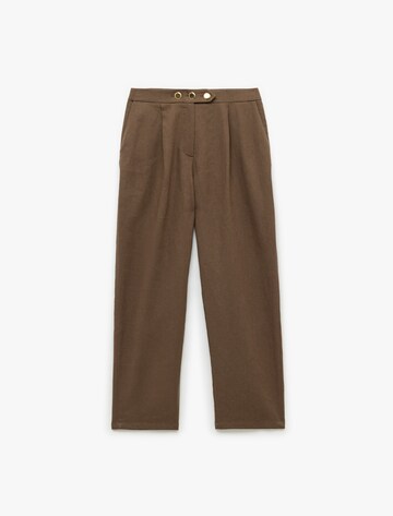 Koton Loose fit Pleat-front trousers in Brown: front