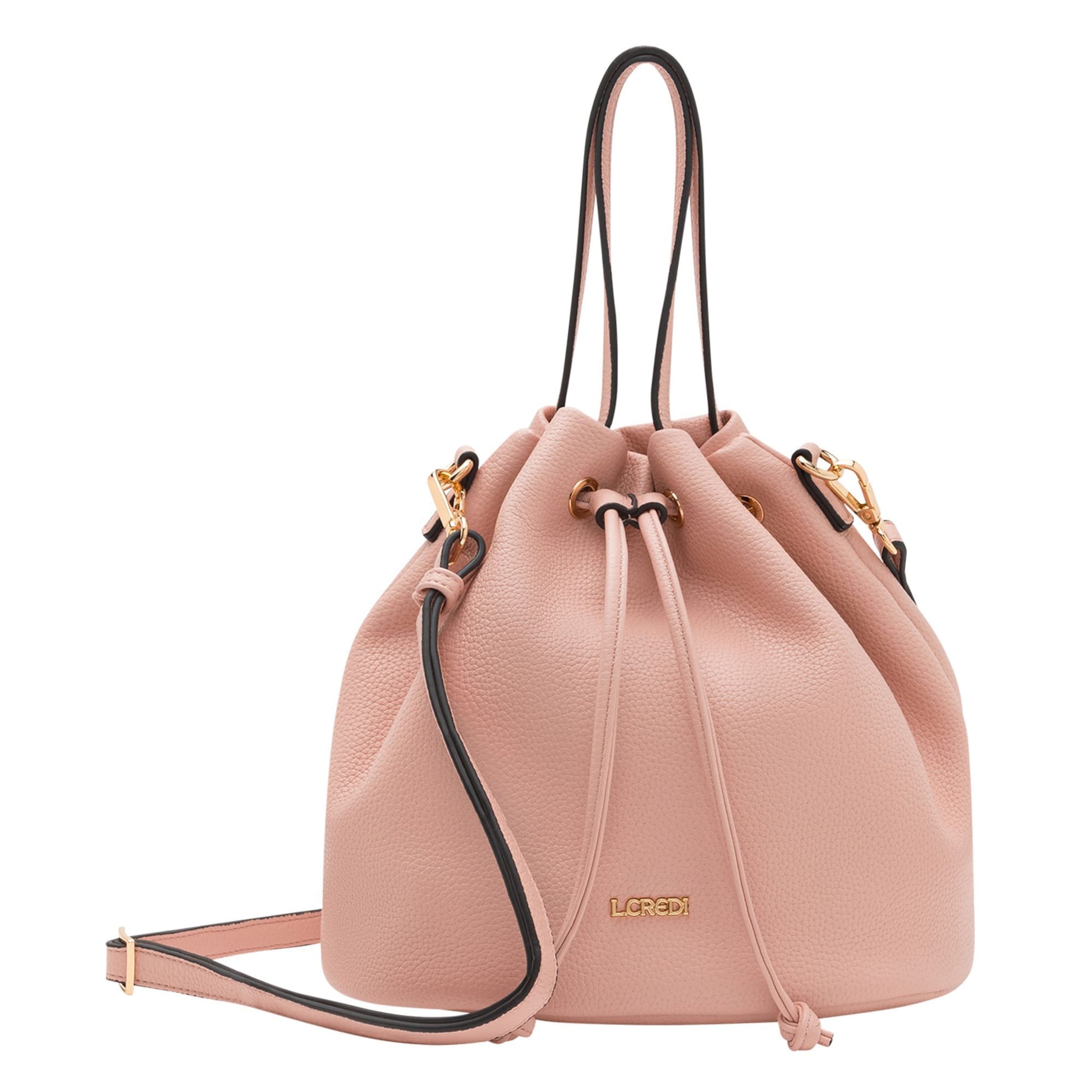 Borsa a sacco 'Obuna' di L.CREDI in rosa: frontale