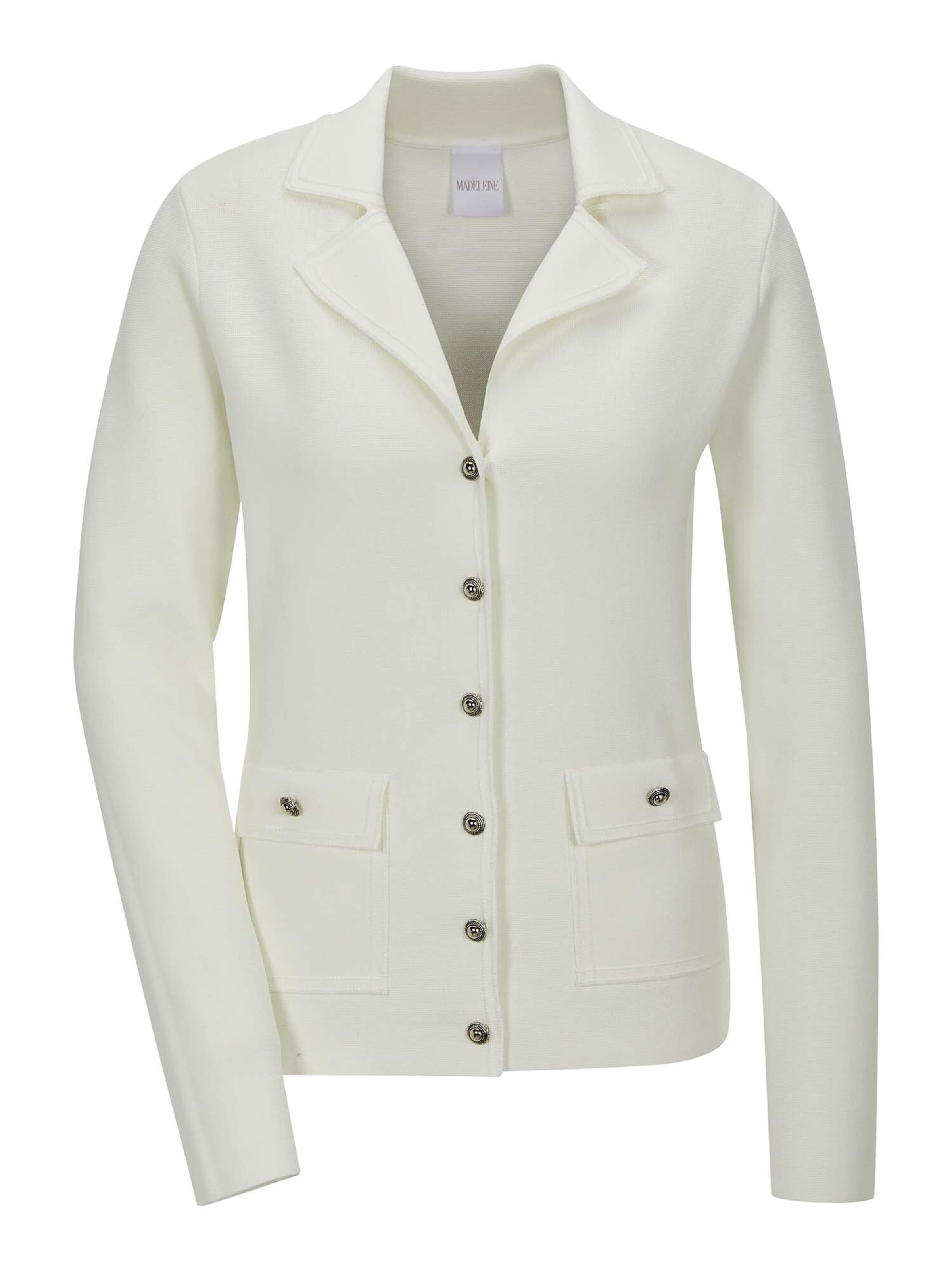 MADELEINE Gebreid vest in Wit: voorkant